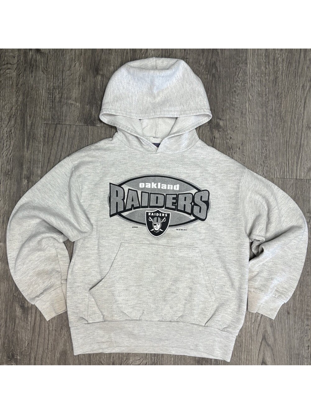 Vintage 1997 Oakland Raiders NFL Hooded Sweater KIDS 5Y- 6Y